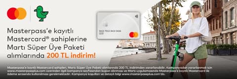 Masterpass'e kayıtlı Anadolubank Mastercard sahiplerine Martı'da geçerli 200 TL indirim!
