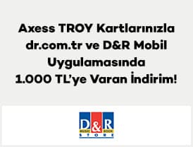 Axess TROY Logolu Kartlarınızla 1.000 TL ve üzeri alışverişlerinize 200 TL, toplamda...