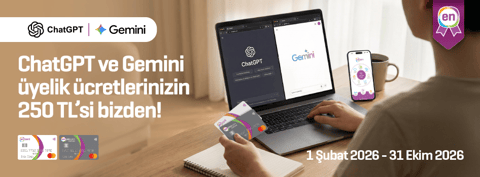ChatGPT ve Gemini üyelik ücretlerinizin 250 TL'si bizden!