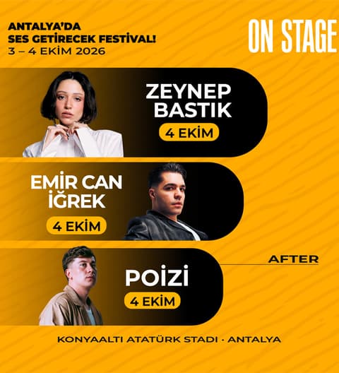 ITICKET — On Stage Antalya 2026 - Zeynep Bastık, Emir Can İğrek, Poizi konser… (Konyaaltı Atatürk Stadyumu)