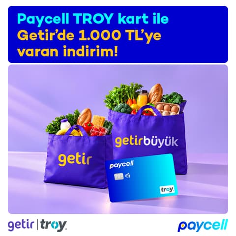 TROY Kartla Getir’de 1.000 TL indirim!