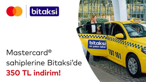 Mastercard® Sahiplerine Bitaksi'de 350 TL İndirim Kuponu Hediye!