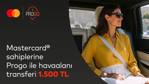 Silver logolu Mastercard sahipleri başlangıç noktası İstanbul içerisinde olan, İstanbul Havalimanı veya Sabiha Gökçen Havalimanı başlangıç veya bitişli havalimanı transferlerini Progo Travel ile 1.500 TL 'ye gerçekleştirebiliyor.