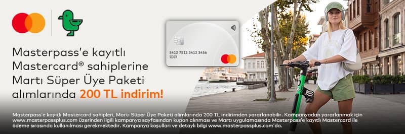 Masterpass'e kayıtlı Anadolubank Mastercard sahiplerine Martı'da geçerli 200 TL indirim!