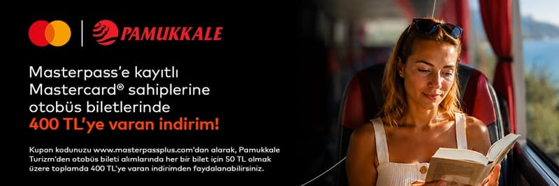 Masterpass'e kayıtlı Anadolubank Mastercard sahiplerine Pamukkale Turizm üzerinden otobüs bileti alımlarında geçerli 400 TL'ye varan indirim!