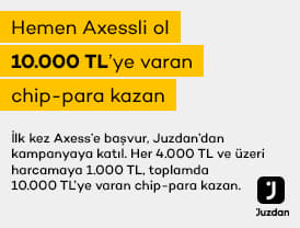 İlk kez Axess'e başvurarak yapacağınız her 4.000 TL ve üzeri harcamaya 1.000...