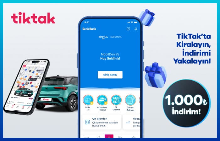 MobilDeniz'e Özel TikTak'ta 1.000 TL indirim!