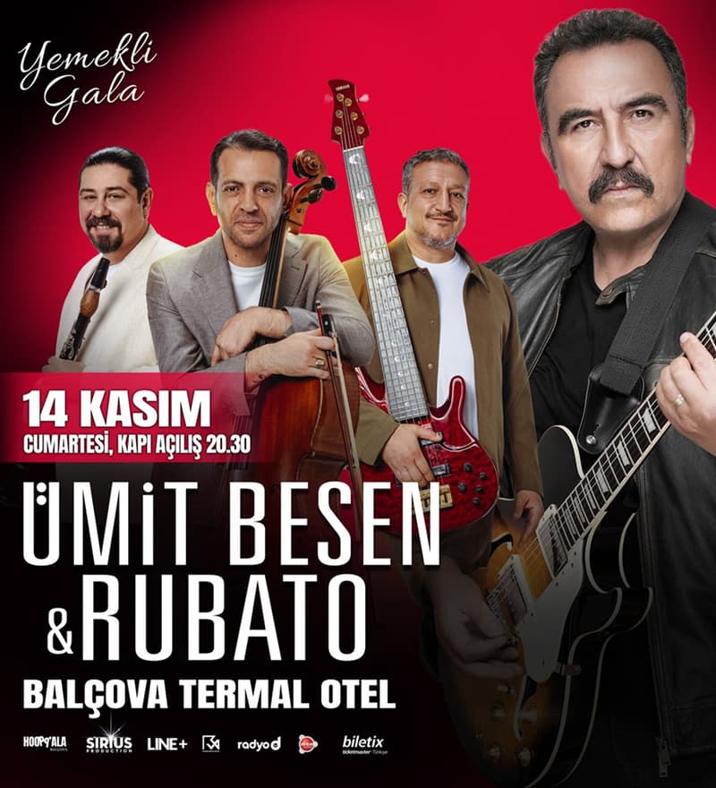 BİLETİX — Ümit Besen & Rubato Özel Yemekli Gala Konseri etkinlik biletlerine %30 daha… (Balçova Termal Otel)