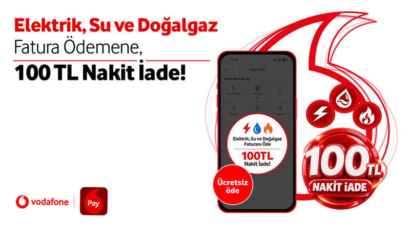 Kurum Faturalarını Vodafone Pay ile Öde 100 TL Nakit İade Kazan!