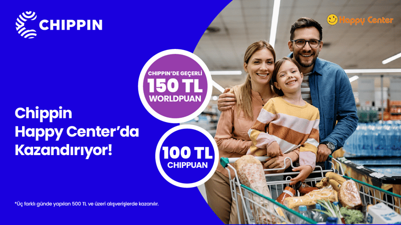 1-31 Mayıs 2026 tarihleri arasında World Mobil'e özel Chippin uygulaması üzerinden Kim Market'te 3 farklı günde yapacağınız 500 TL ve üzeri alışverişinize Chippin'de geçerli 150 TL Worldpuan ve 100 TL ChipPuan!