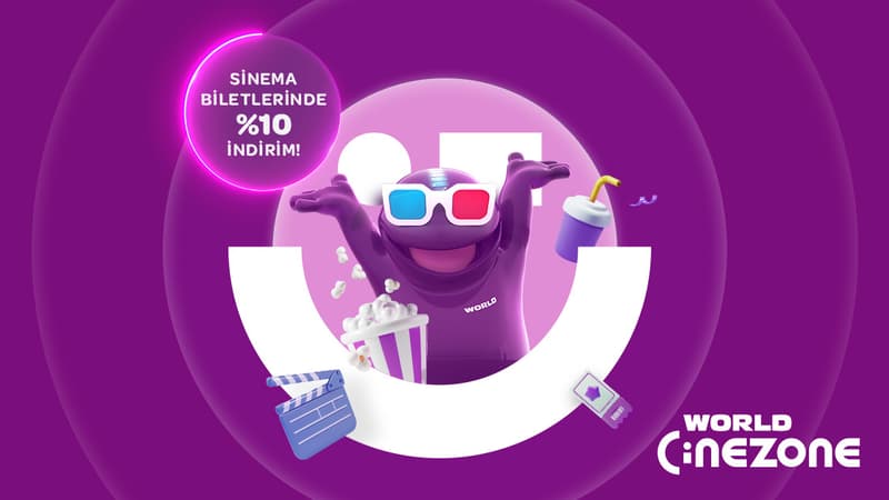 World Cinezone'da vizyondaki filmlerin keyfini çıkarırken, gişelerde yapacağınız sinema biletlerinde %10 indirim.